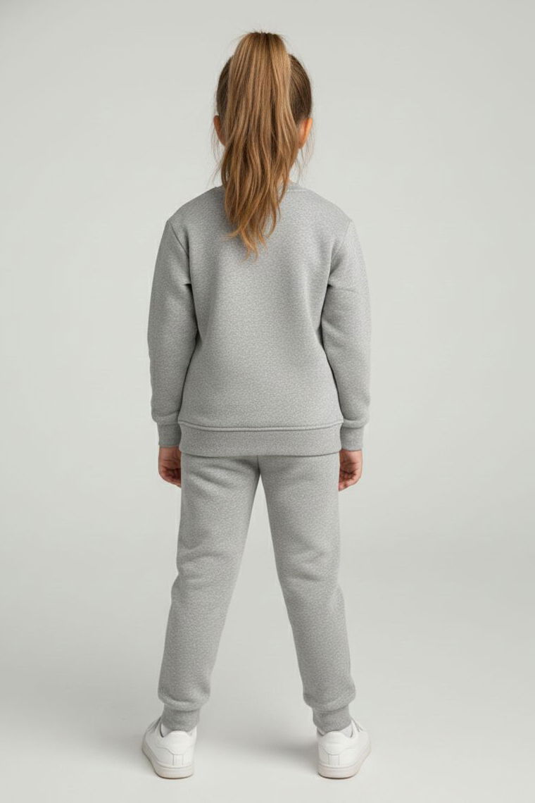 Kız Çocuk Gri Nakışlı İki İplik Takım - 28147-GRI - 2