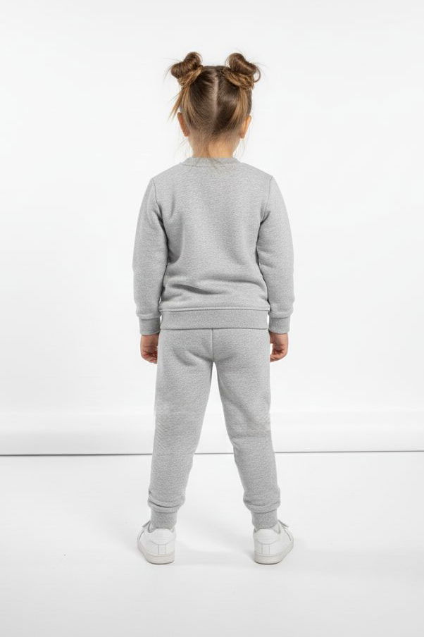 Kız Çocuk Gri Nakışlı İki İplik Takım - 28148-GRI - 2