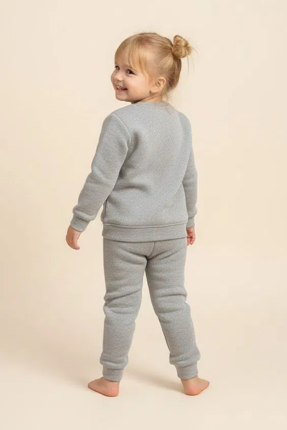 Kız Çocuk Gri Nakışlı İki İplik Takım - 28149-GRI - 2