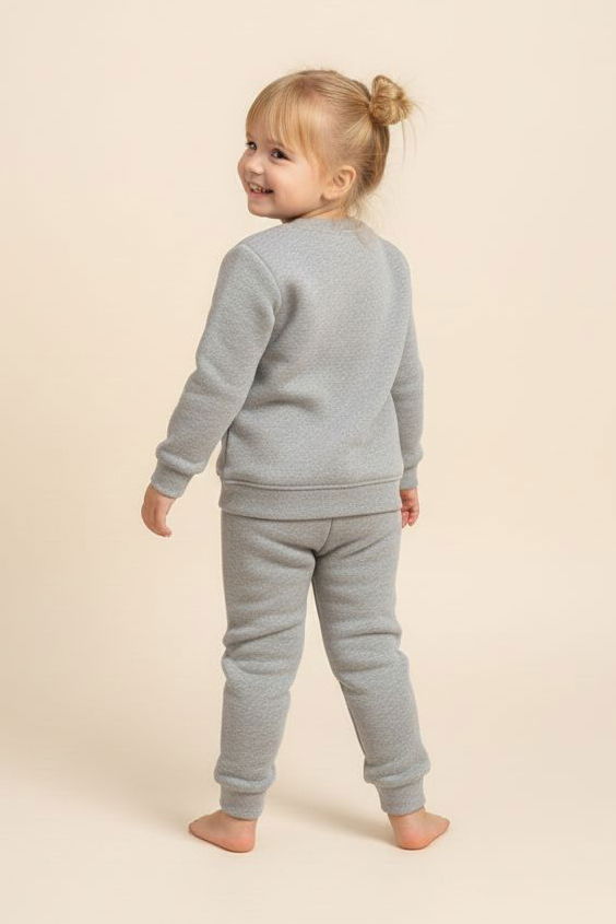 Kız Çocuk Gri Nakışlı İki İplik Takım - 28149-GRI - TOFİSA