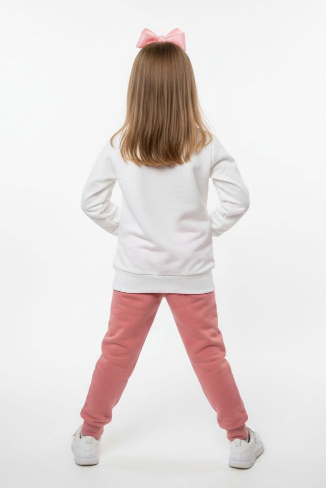 Kız Çocuk Gül Baskılı Pijama Takımı - 28166-GUL - 2