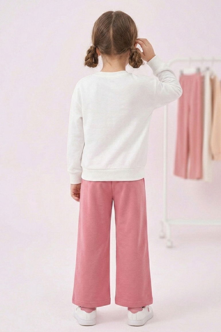 Kız Çocuk Gül Baskılı Pijama Takımı - 28304-GUL - 2