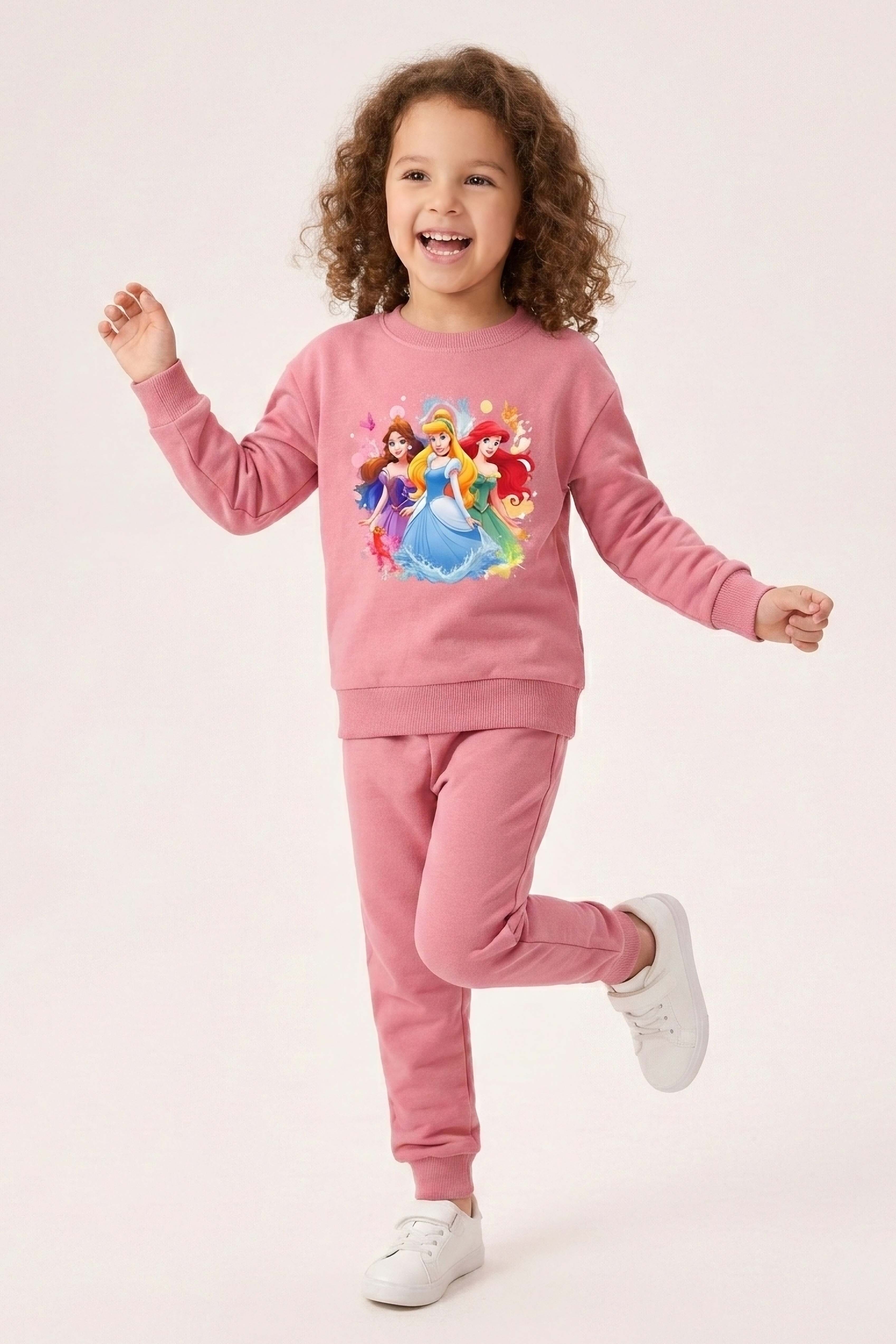 Kız Çocuk Gül Baskılı Pijama Takımı - 28306-GUL - 1