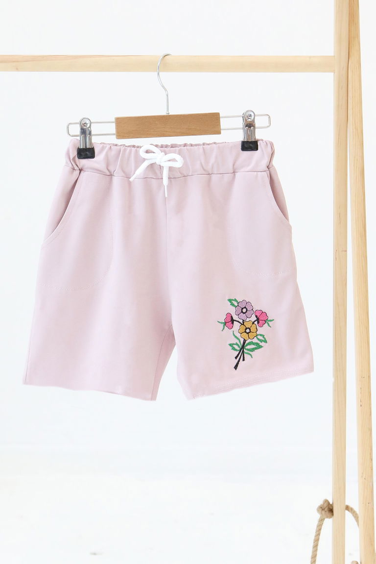 Kız Çocuk Gül Baskılı Şort - 27331 - TOFİSA