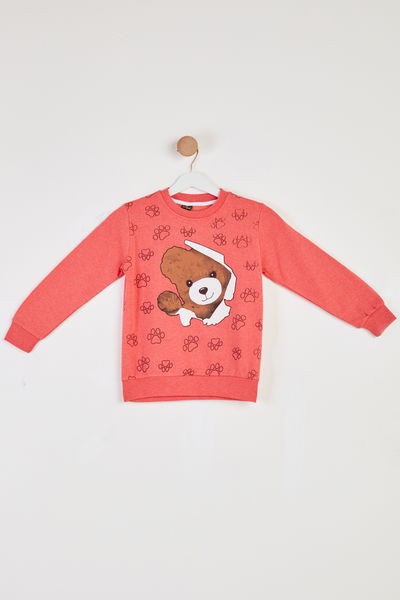Kız Çocuk Gül Baskılı Sweatshirt - 26441 