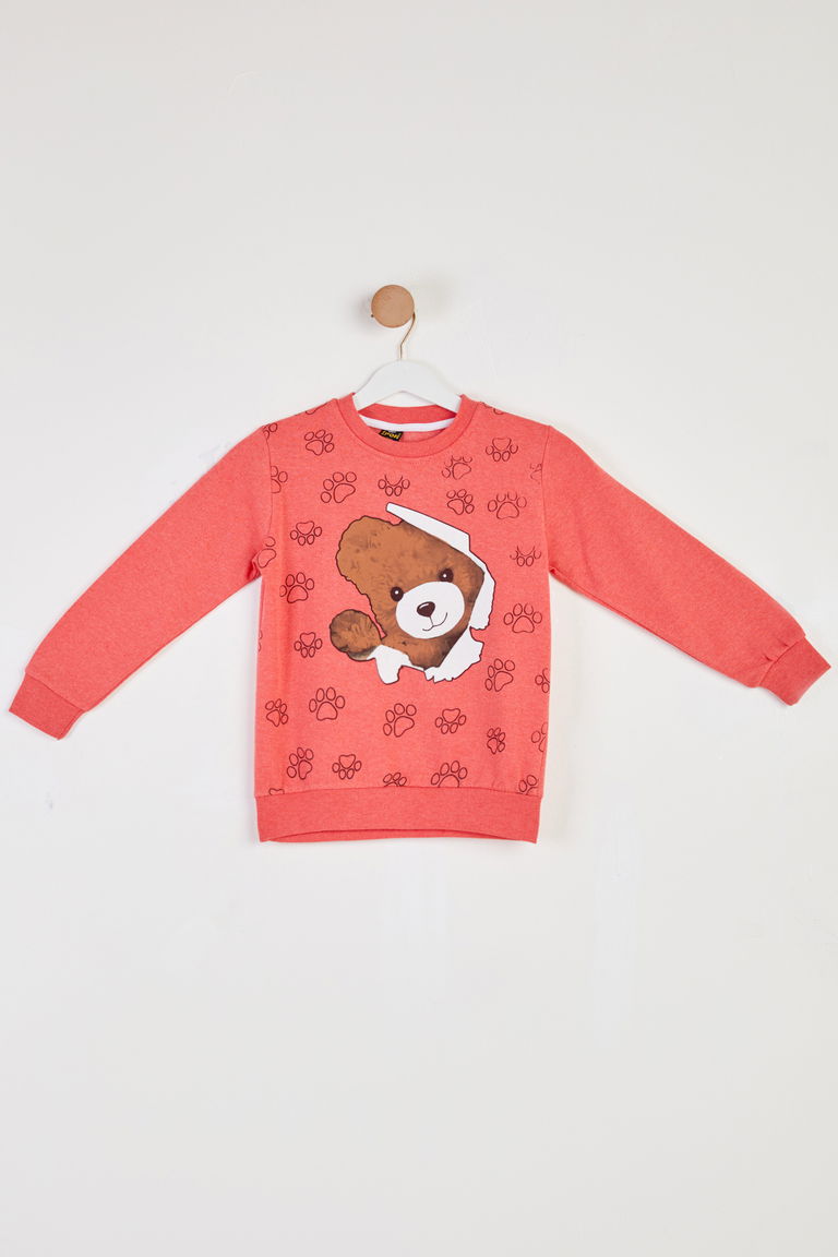 Kız Çocuk Gül Baskılı Sweatshirt - 26441 - TOFİSA