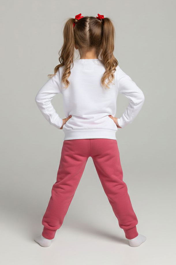 Kız Çocuk Gul Kurusu Baskılı İki İplik Çocuk Pijama Takımı - 28275-GUL-KURUSU - 2