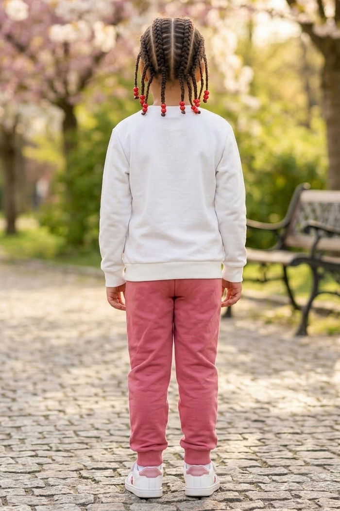 Kız Çocuk Gul Kurusu Baskılı İki İplik Çocuk Pijama Takımı - 28347-GUL-KURUSU - 2