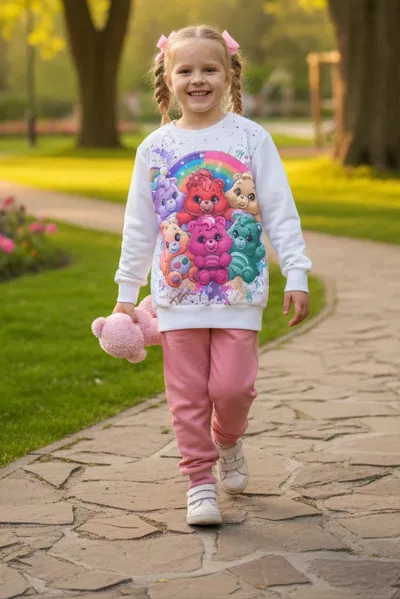 Kız Çocuk Gul Kurusu Baskılı Pijama Takımı - 28107-GUL-KURUSU 