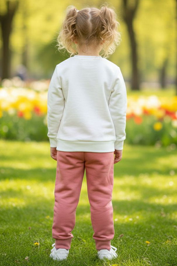 Kız Çocuk Gul Kurusu Baskılı Pijama Takımı - 28108-GUL-KURUSU - TOFİSA