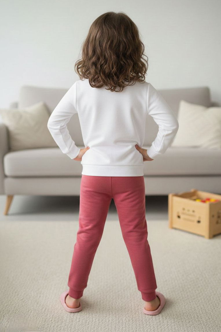 Kız Çocuk Gul Kurusu Baskılı Şardonlu Pijama Takımı - 28236-GUL-KURUSU - 3