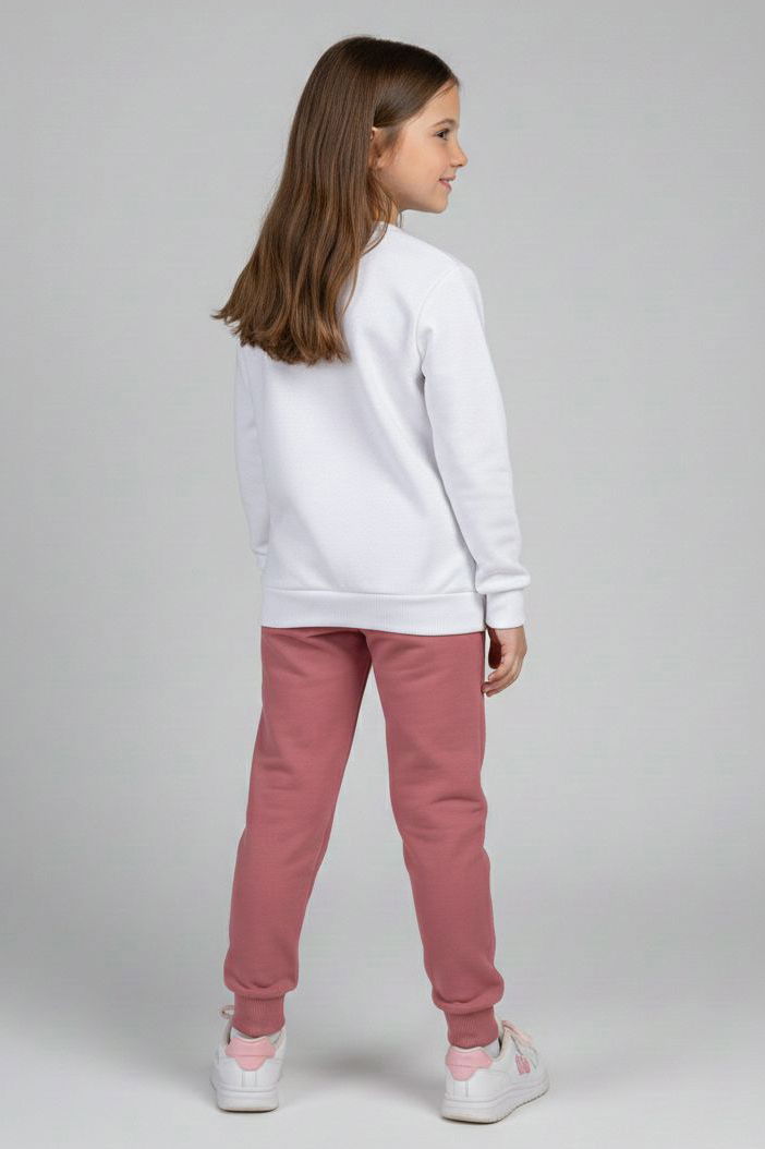 Kız Çocuk Gul Kurusu Baskılı Şardonlu Pijama Takımı - 28237-GUL-KURUSU - 2