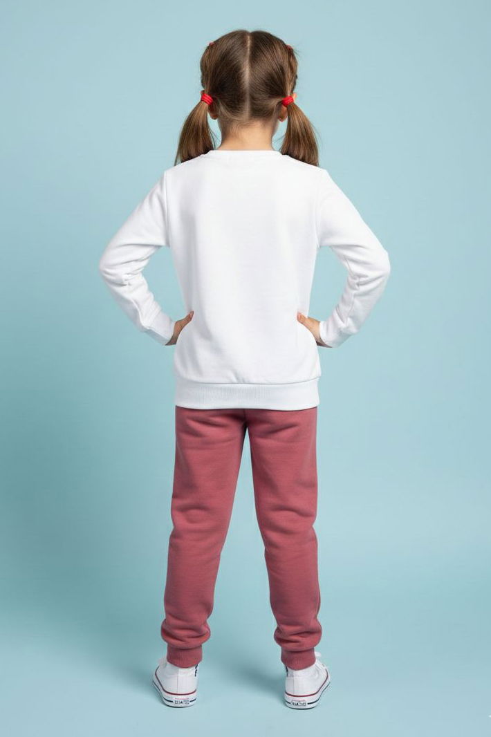 Kız Çocuk Gul Kurusu Baskılı Şardonlu Pijama Takımı - 28238-GUL-KURUSU - 2