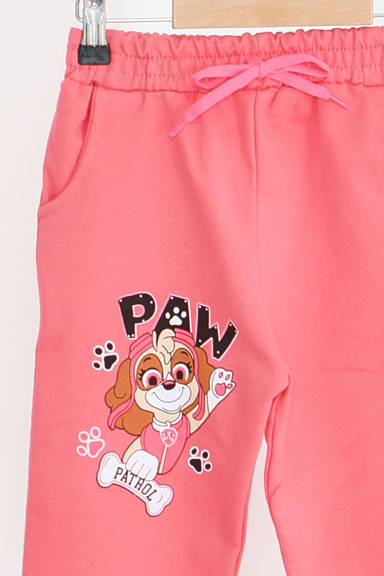 Kız Çocuk Gul Kurusu Beli Lastikli Baskılı Penye Eşofman Altı - 27689 - TOFİSA