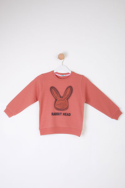 Kız Çocuk Gül Tavşan Sweatshirt - 26101 
