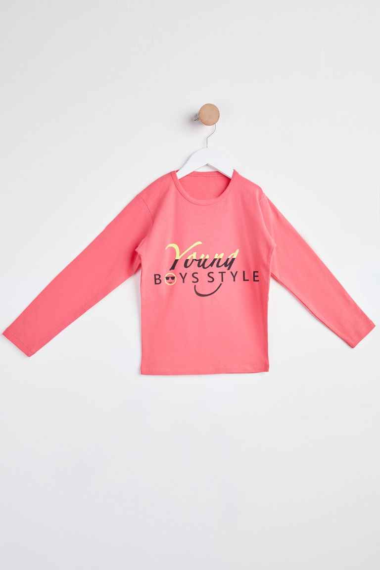 Kız Çocuk Gül Uzun Kol Baskılı sweatshirt - 24267 - TOFİSA