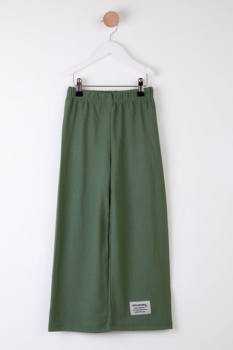 Kız Çocuk Haki Arma Detaylı Pijama Altı - 25488 - TOFİSA