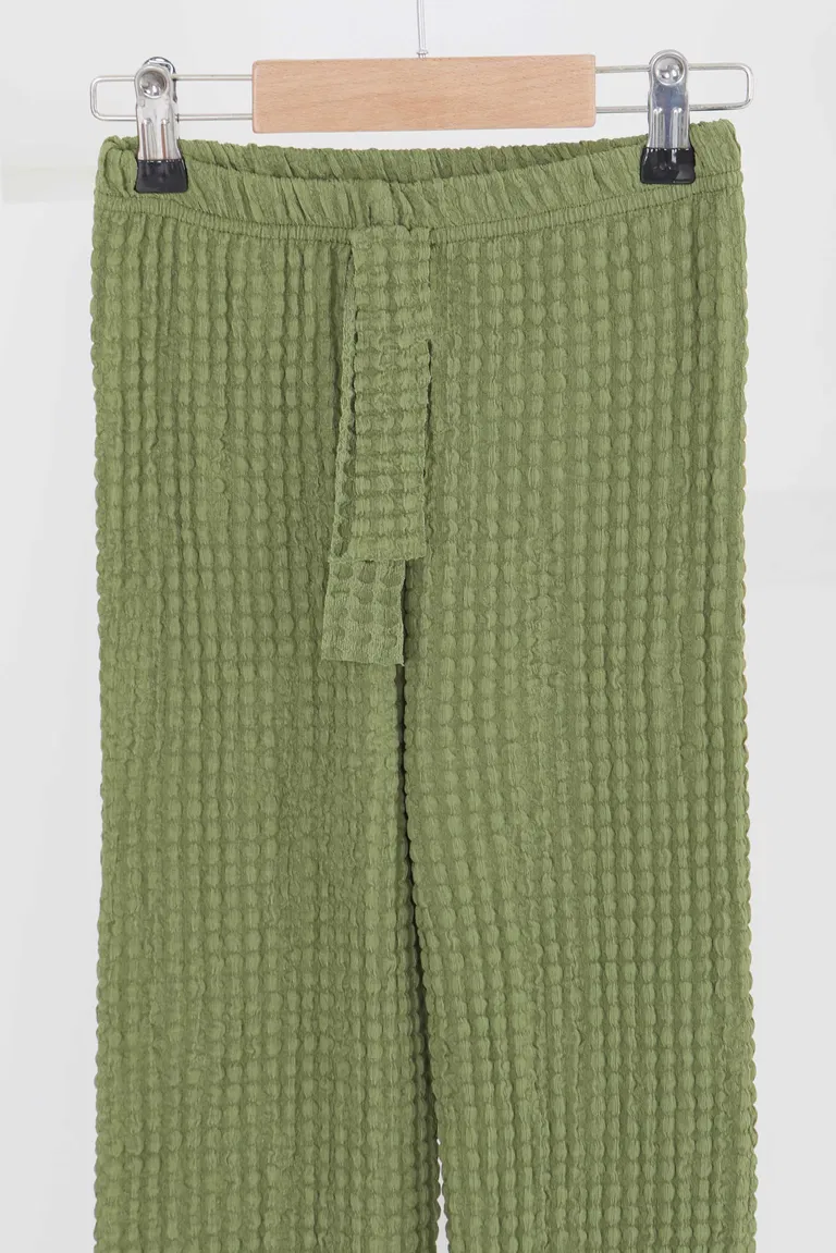 Kız Çocuk Haki Beli Lastikli Pantolon - 27447 - TOFİSA