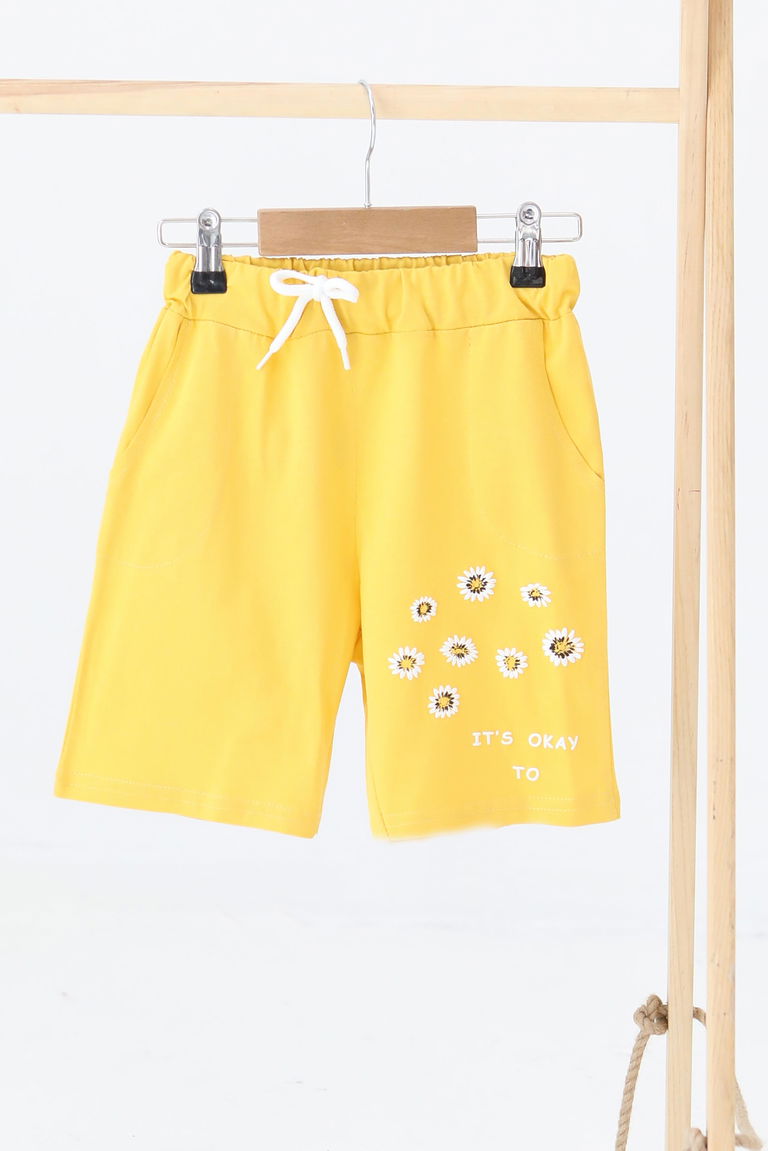 Kız Çocuk Hardal Baskılı Şort - 27329 - TOFİSA