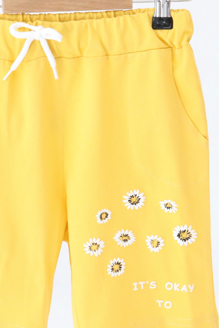 Kız Çocuk Hardal Baskılı Şort - 27329 - TOFİSA