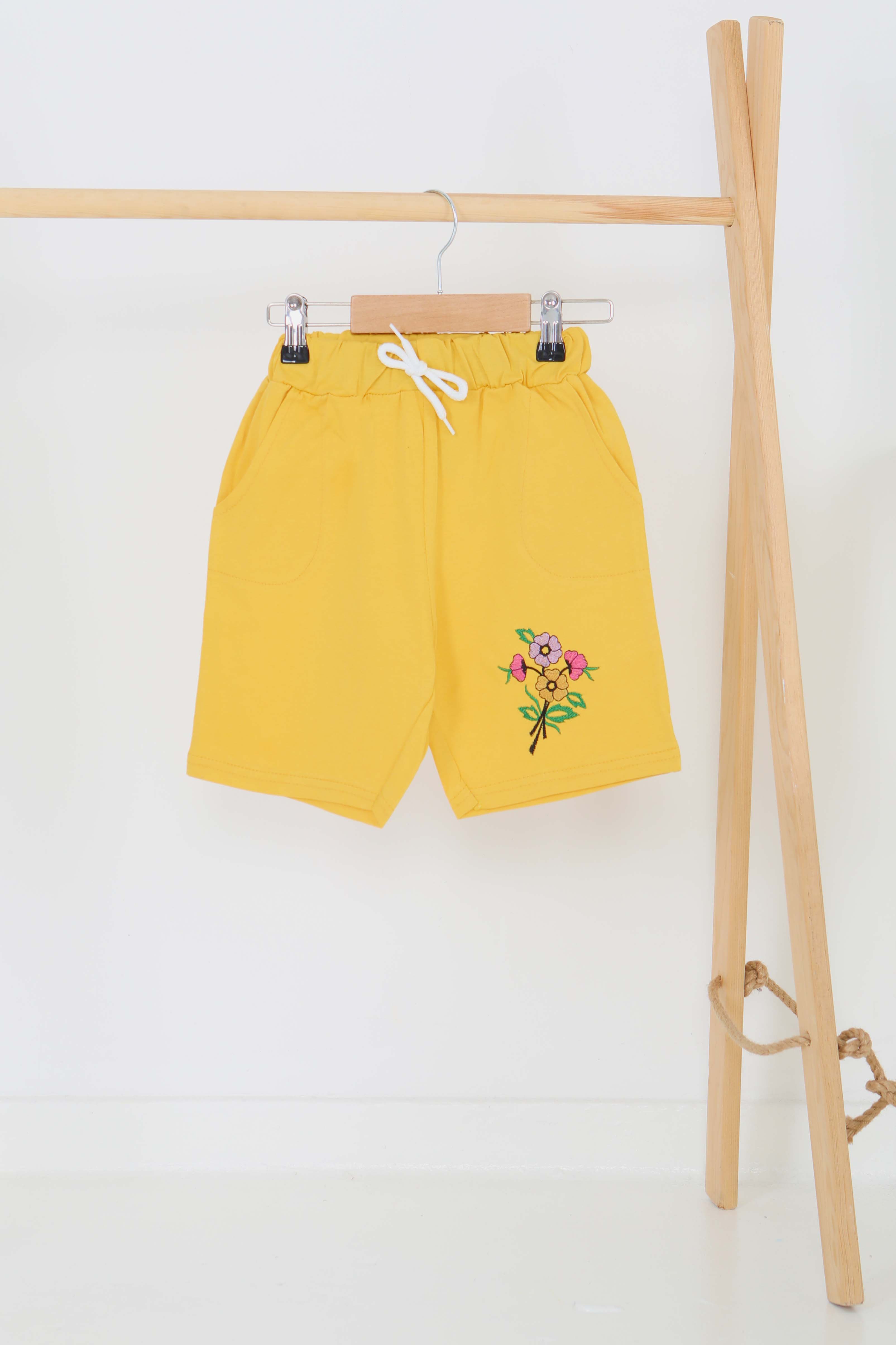 Kız Çocuk Hardal Baskılı Şort - 27331 - 1