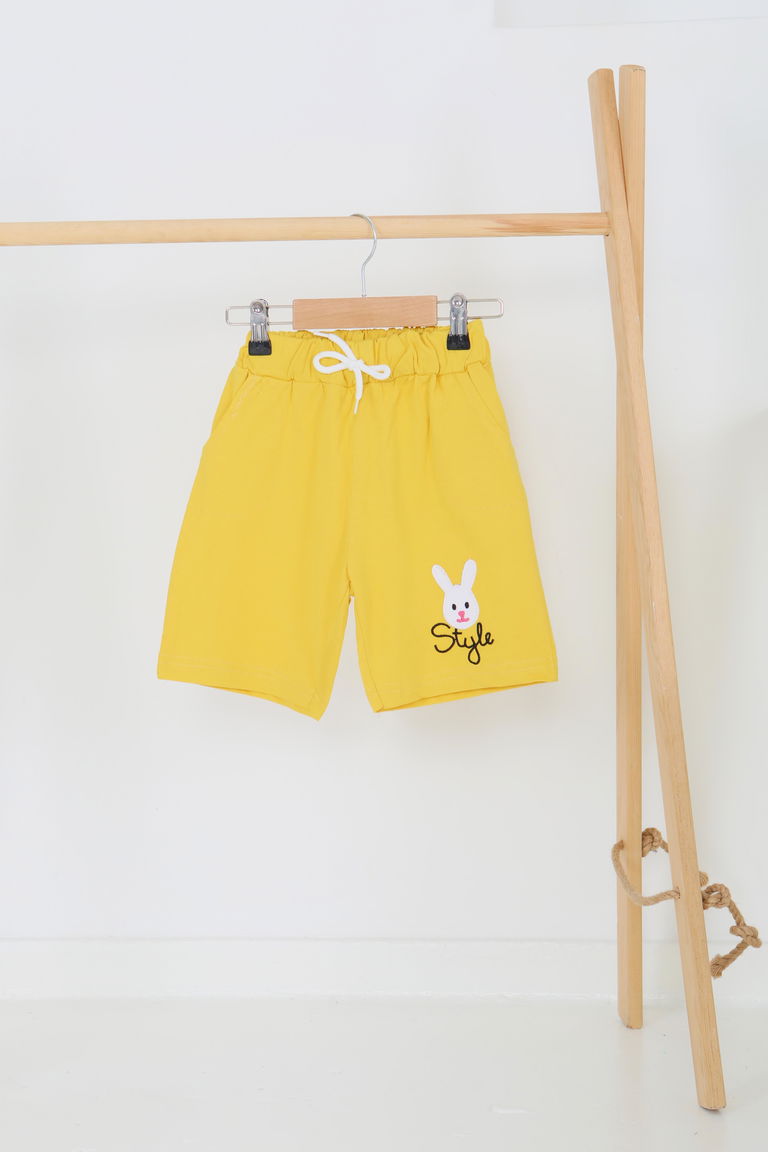 Kız Çocuk Hardal Baskılı Şort - 27334 - TOFİSA