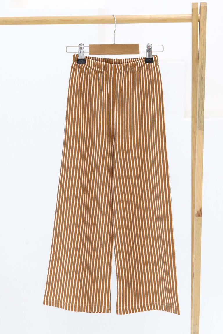 Kız Çocuk Hardal Çizgili Pantolon - 27306 - TOFİSA