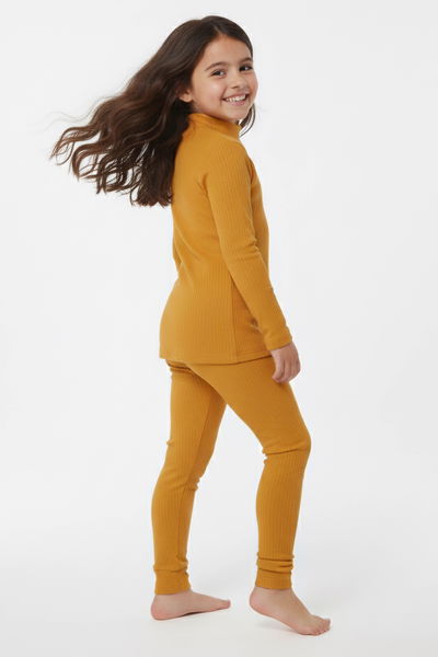 Kız Çocuk Hardal Fitilli Ribana Takım - 28104-HARDAL 