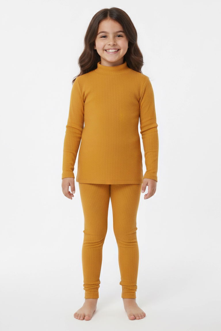 Kız Çocuk Hardal Fitilli Ribana Takım - 28104-HARDAL - TOFİSA