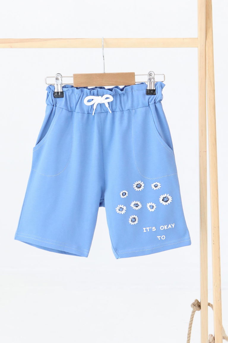 Kız Çocuk Indigo Baskılı Şort - 27329 - TOFİSA