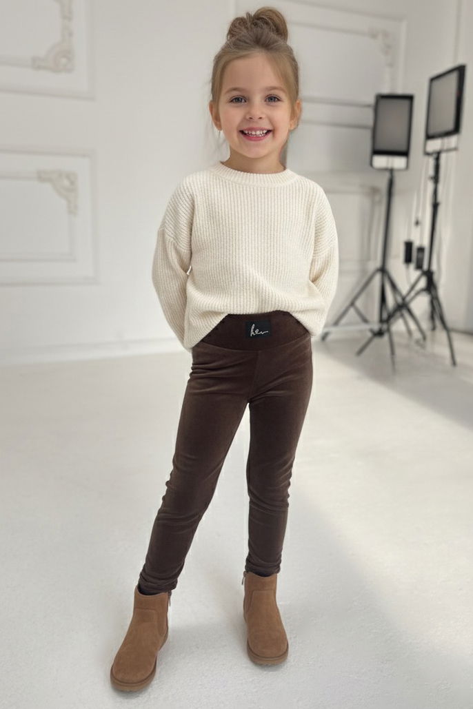 Kız Çocuk Kahve Armalı Raporlu Tayt - 27962-KAHVE - 1