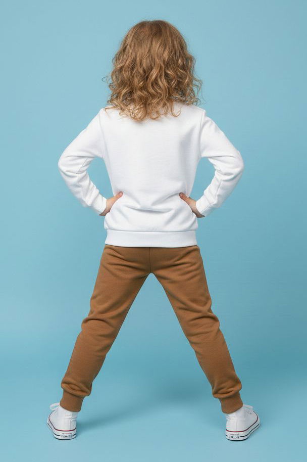 Kız Çocuk Kahve Baskılı Şardonlu Pijama Takımı - 28238-KAHVE - 2