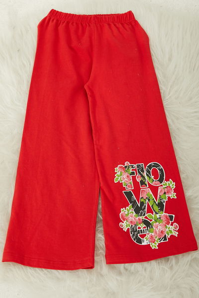 Kız Çocuk Kirmizi Baskılı Pijama Altı - 26090 