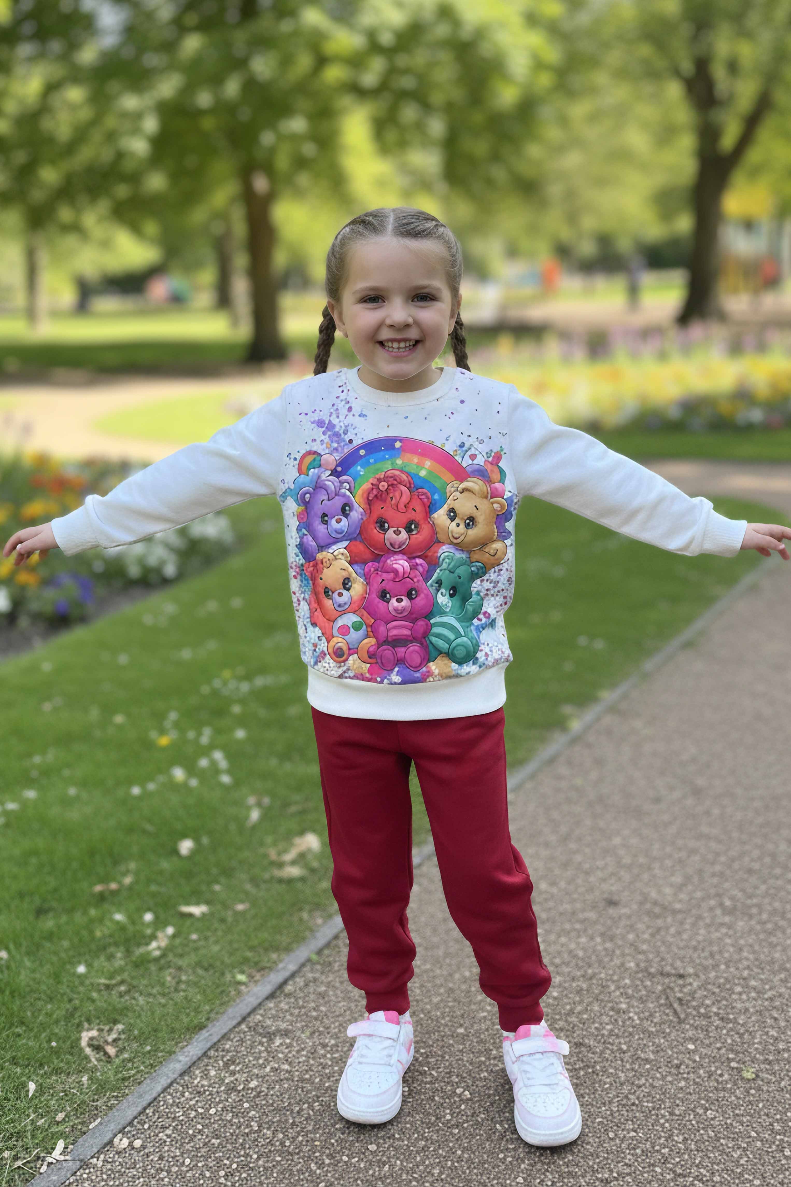 Kız Çocuk Kirmizi Baskılı Pijama Takımı - 28107-KIRMIZI - 1