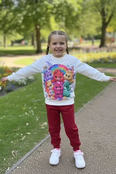 Kız Çocuk Kirmizi Baskılı Pijama Takımı - 28107-KIRMIZI 