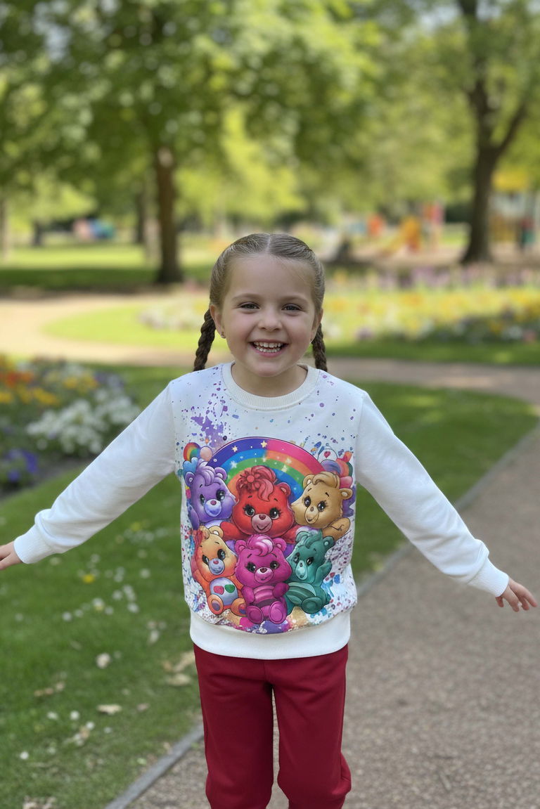 Kız Çocuk Kirmizi Baskılı Pijama Takımı - 28107-KIRMIZI - TOFİSA