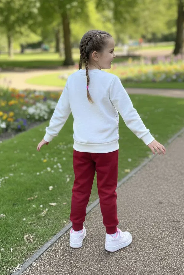 Kız Çocuk Kirmizi Baskılı Pijama Takımı - 28107-KIRMIZI - TOFİSA