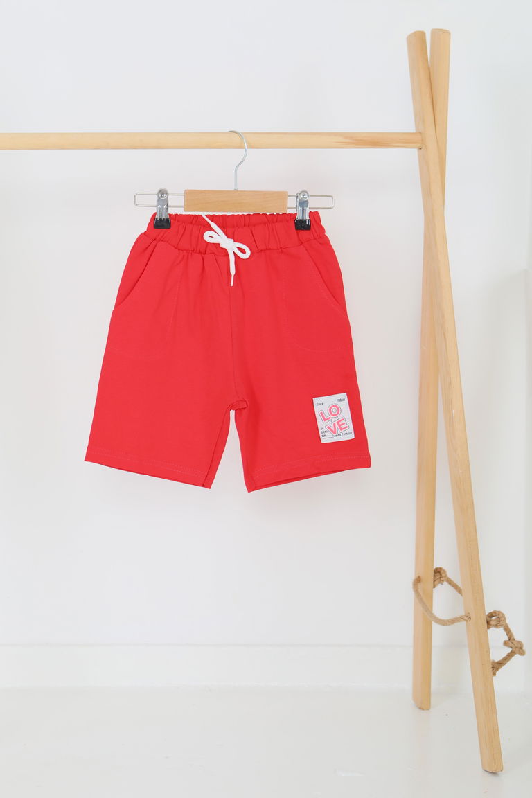 Kız Çocuk Kirmizi Baskılı Şort - 27332 - TOFİSA