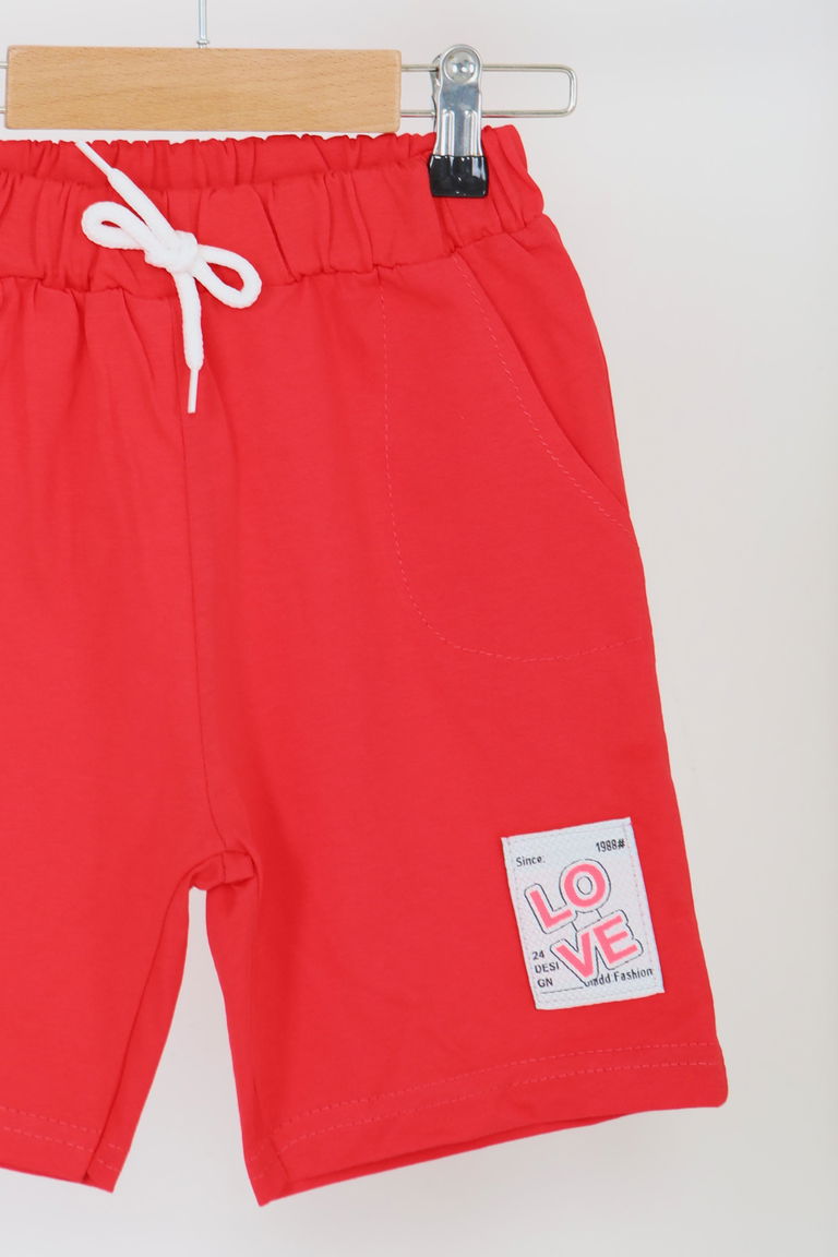 Kız Çocuk Kirmizi Baskılı Şort - 27332 - TOFİSA