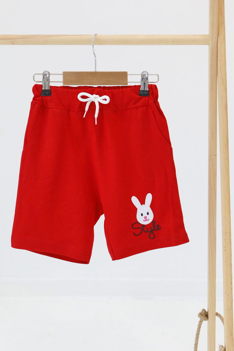 Kız Çocuk Kirmizi Baskılı Şort - 27334 - TOFİSA