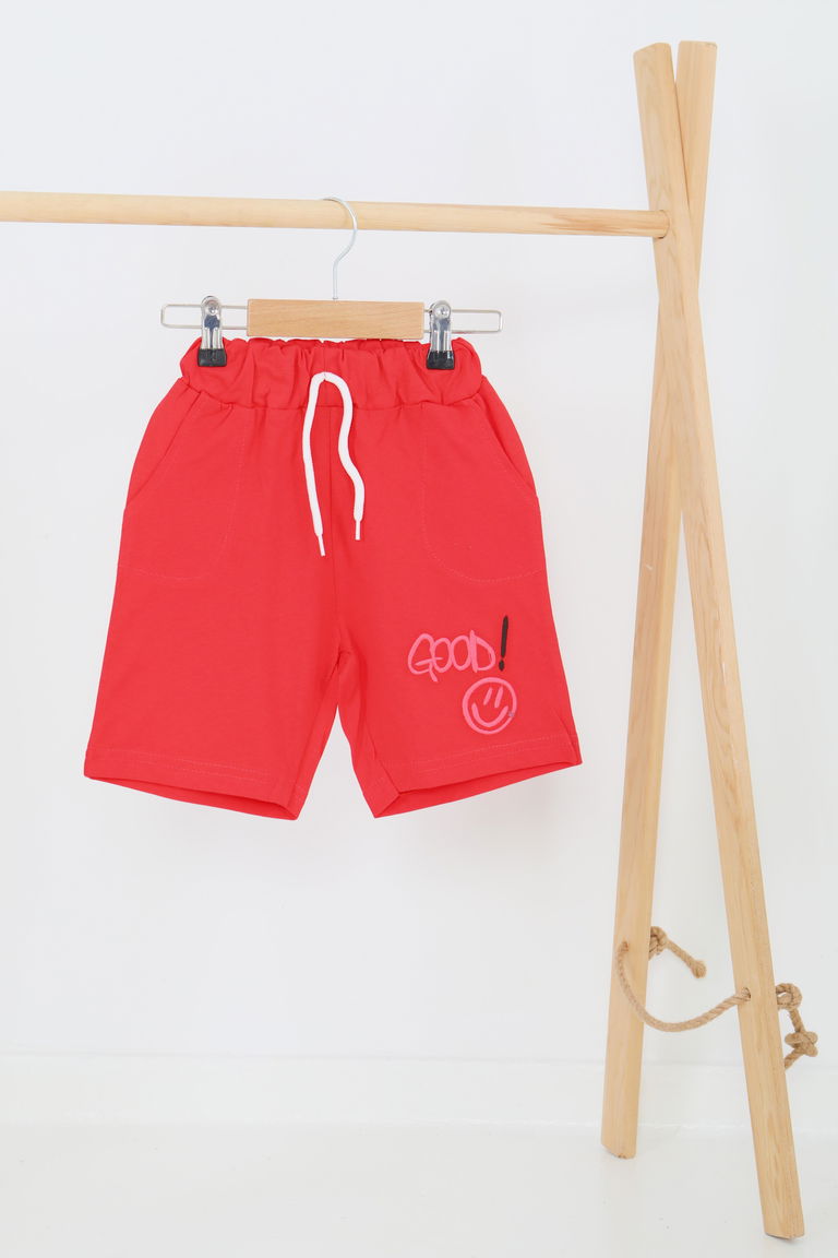 Kız Çocuk Kirmizi Baskılı Şort - 27460 - TOFİSA