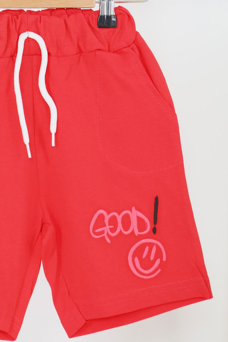 Kız Çocuk Kirmizi Baskılı Şort - 27460 - TOFİSA