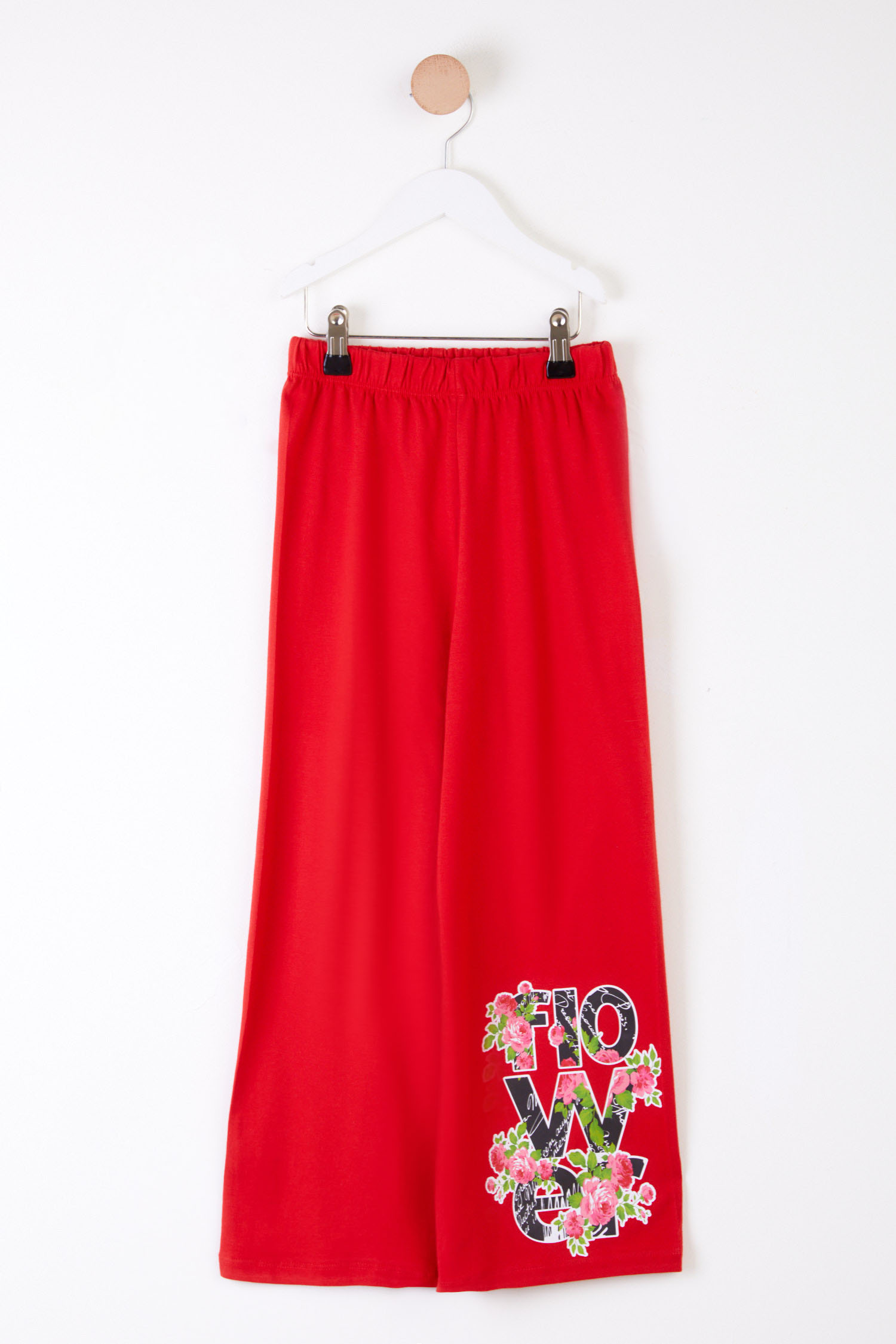 Kız Çocuk Kirmizi Bol Paça Pijama Altı - 26040 - 1