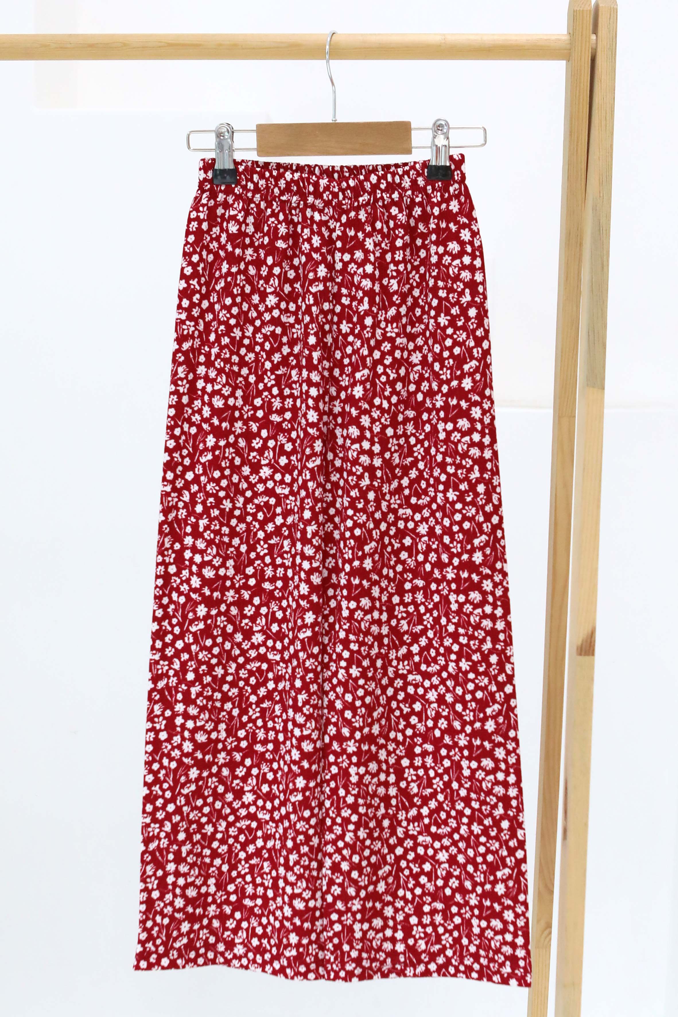 Kız Çocuk Kirmizi Çiçek Desenli Pantolon - 27307 - 1