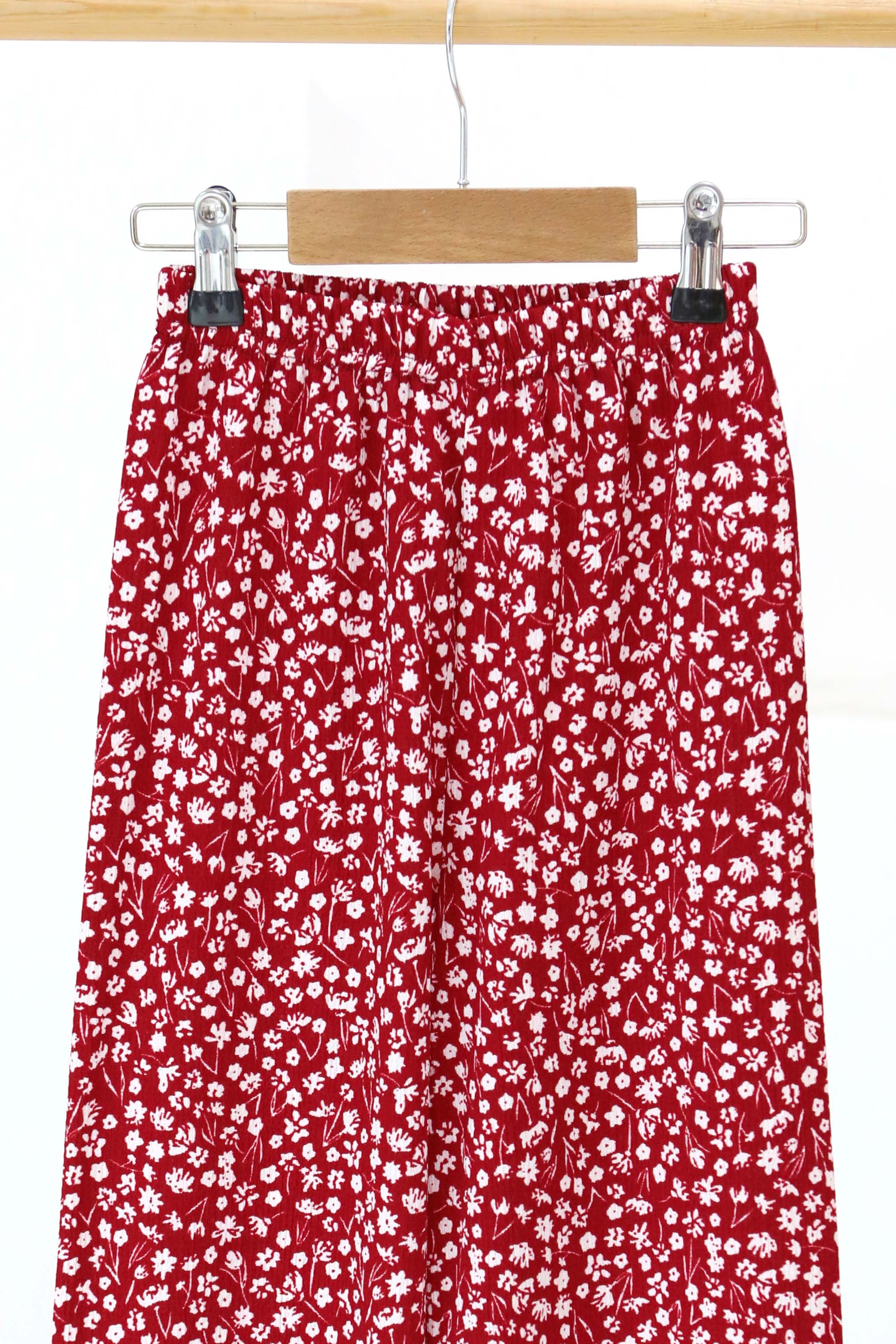 Kız Çocuk Kirmizi Çiçek Desenli Pantolon - 27307 - 2