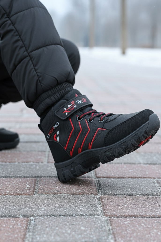 Erkek Çocuk Kirmizi İçi Peluş Suni Deri Bot - 28030-KIRMIZI - TOFİSA