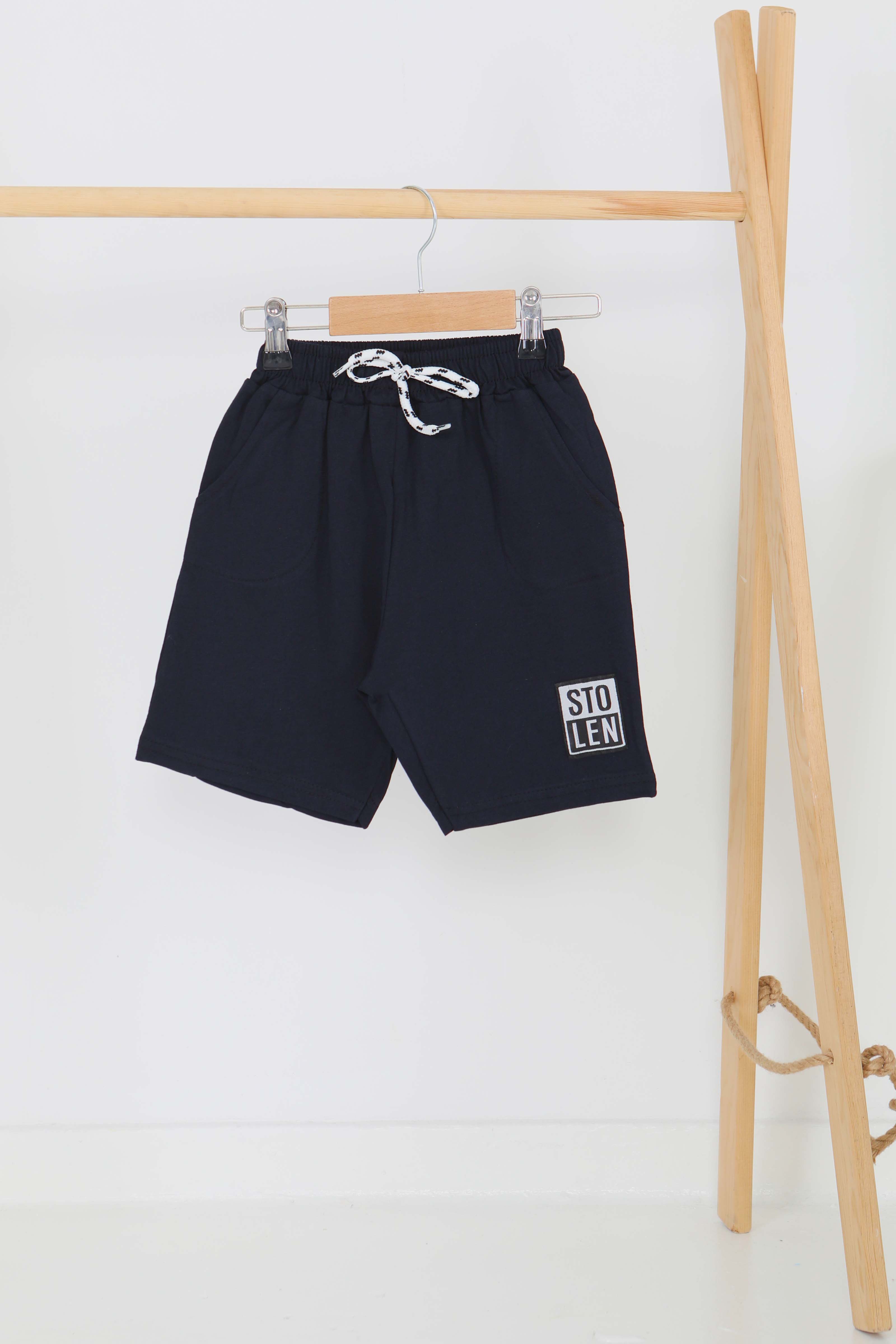 Kız Çocuk Koyu Lacivert Baskılı Şort - 27335 - 1