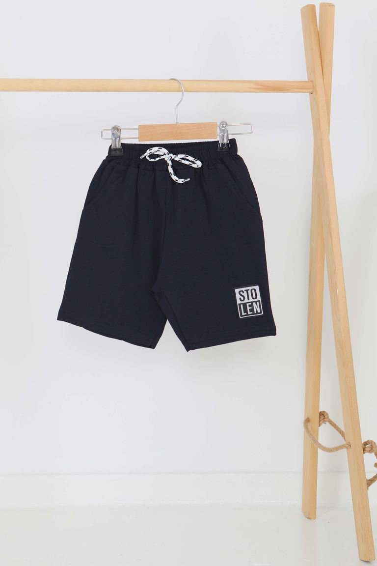 Kız Çocuk Koyu Lacivert Baskılı Şort - 27335 - TOFİSA