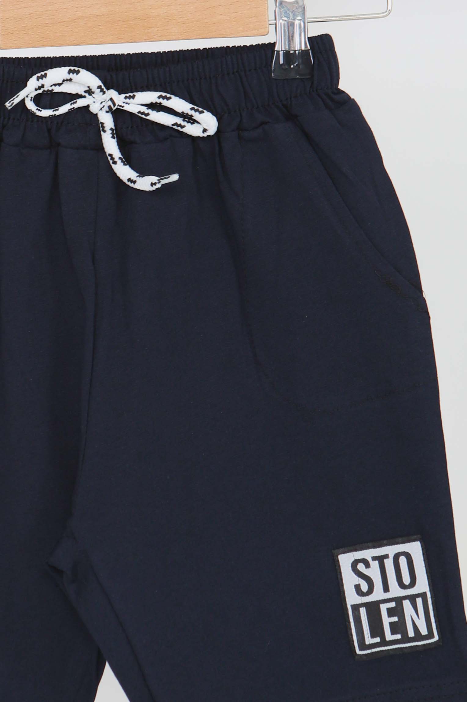 Kız Çocuk Koyu Lacivert Baskılı Şort - 27335 - 2