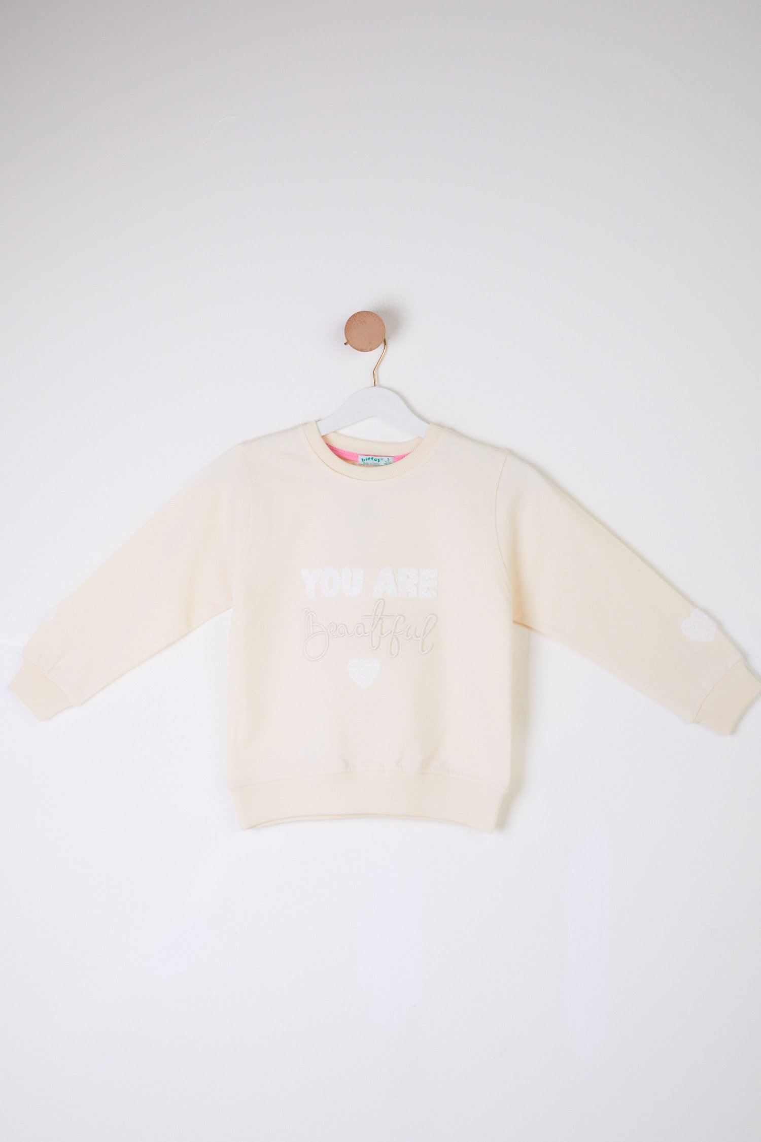 Kız Çocuk Krem Beautiful Sweatshirt - 26105 - 1